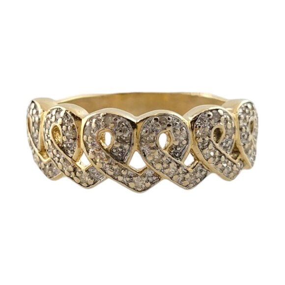 14K Yellow and White Gold Diamond Ribbons Ring Size 6 #18160 - Picture 1 of 7